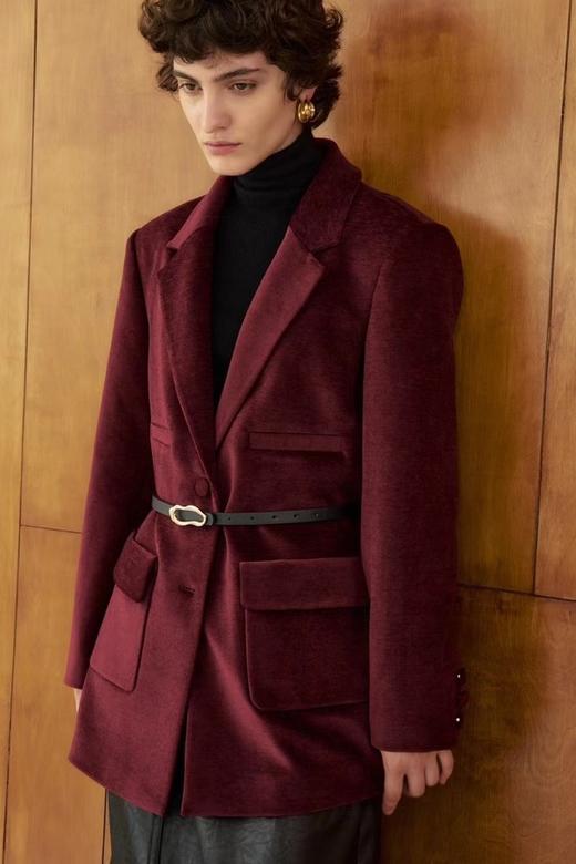 Kai & Kiera 高级复古红气质通勤毛呢西装外套 21516 商品图2