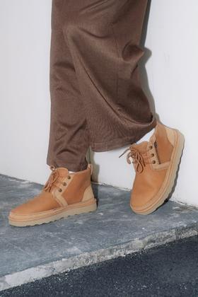 ³【辉哥同款男士短靴】羊皮毛一体内里 牛皮鞋面拉链系带 巴斯夫EVA大底 可以光脚穿 20LW-040 XN03-CRMM-BA