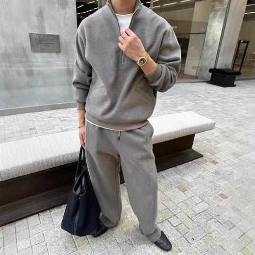 【富春山居套装】2025男士冬季简约时尚休闲老钱风半拉链设计款男士立领假两件卫衣长裤套装 商品图5