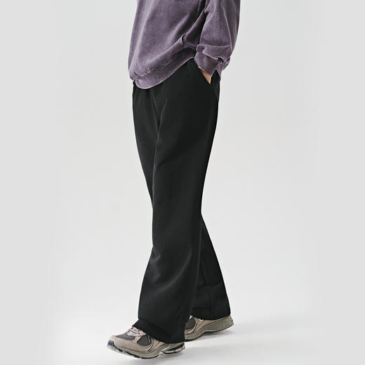 714street抓绒灰色卫裤男2025秋冬宽松直筒长裤运动休闲裤慵懒风 商品图1