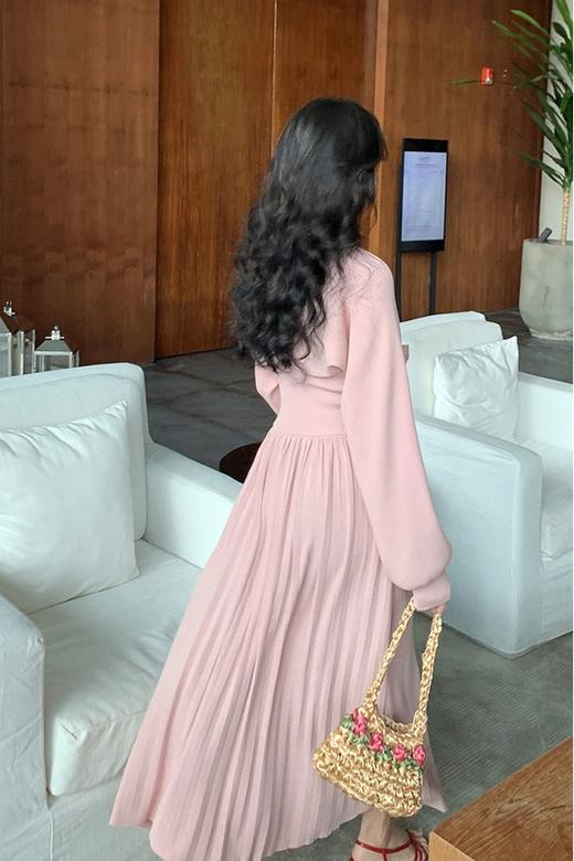 L.Fleuri 粉色立体花朵吊带披肩半裙针织套装 21437 商品图6