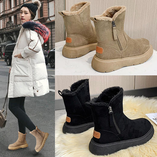 【时尚百搭❗️加绒雪地靴】穿上瞬间变大长腿，有型有料舒适面料，柔软耐磨橡胶底，2025年新款抗寒保暖冬季爆款雪地靴女QQ 商品图3