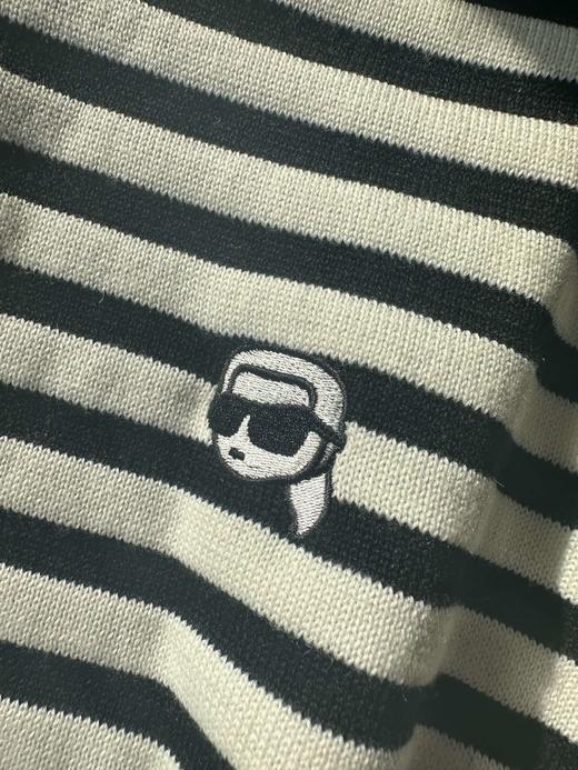 贝壳三 气质条纹羊毛混纺圆领长袖毛衣刺绣卡通头像针织衫C111202 商品图3