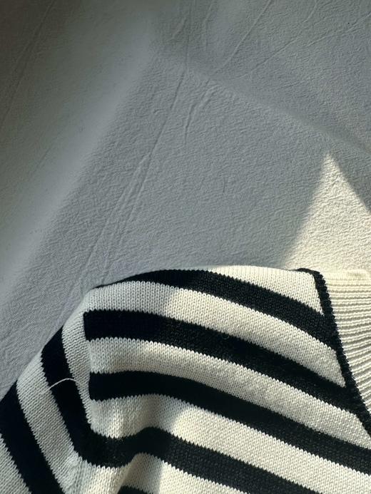 贝壳三 气质条纹羊毛混纺圆领长袖毛衣刺绣卡通头像针织衫C111202 商品图9