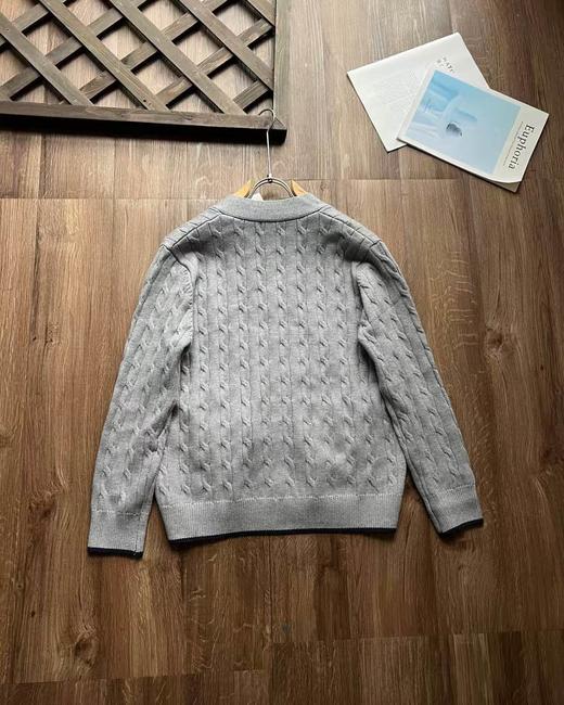 秋季拉夫劳伦RL胸前经典战马logo刺绣绞花纹麻花纽绳圆领长袖排扣针织毛衣开衫外套 新款 商品图4