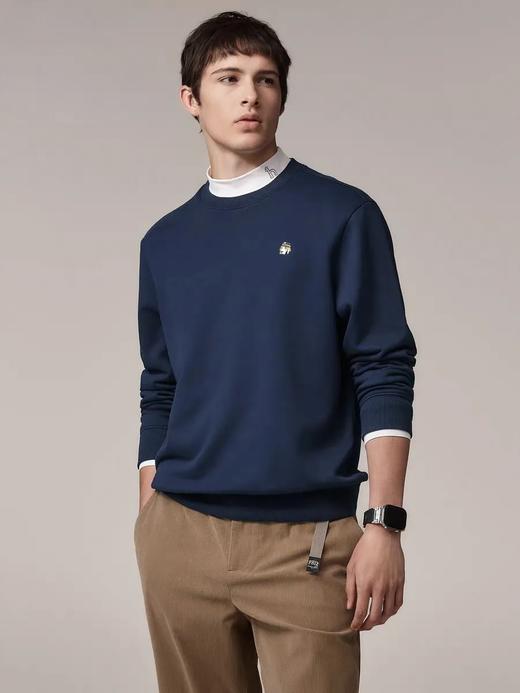 纯色简约休闲宽松纯棉加绒长袖T恤上衣 商品图2