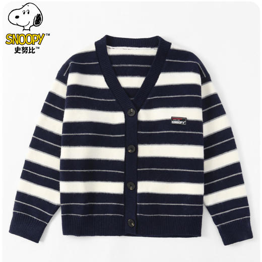 {史努比}儿童新款毛衣外套开杉条纹亲子装校服神奇内搭可外穿90-170 商品图7