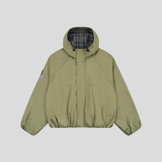 GOODBAI 徽章剪影贴布格纹撞色连帽拉链外套 商品图3