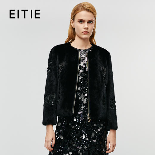 EITIE爱特爱冬季新款气质高级轻奢显瘦皮草短外套8093701 商品图0