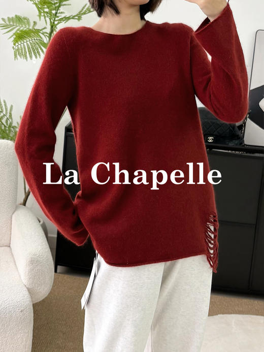 专柜实拍【镂空钩边+兔毛/绵羊毛】拉夏贝尔/La Chapelle高品质毛衣~舒适亲肤不扎！设计感时髦圆领针织毛衣 商品图9