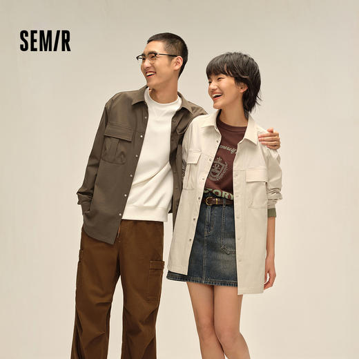 森马长袖衬衫男外穿式山系户外工装外套宽松纯色百搭秋装翻领上衣 商品图0