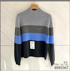 585567时尚款宽条纹羊绒衫 商品图0