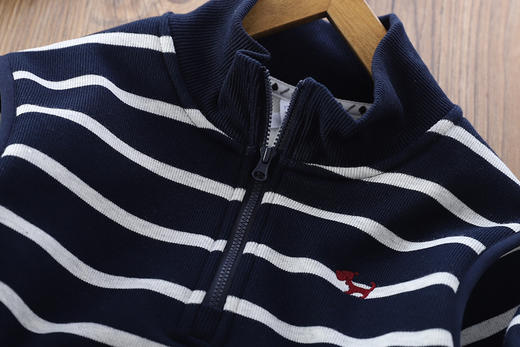 110-170条纹一体奥利绒半拉链卫衣 商品图6