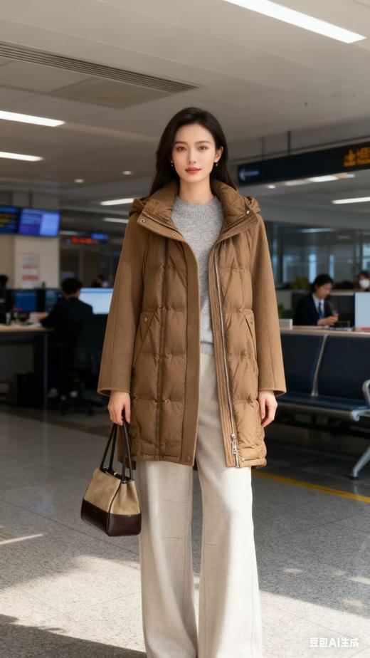 488522时尚气质款拼双面呢长羽绒服 商品图2