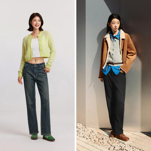 【爆品主推】森马牛仔裤女冬加绒做旧长裤女生保暖显腿长ins潮街头复古直筒裤 商品图4