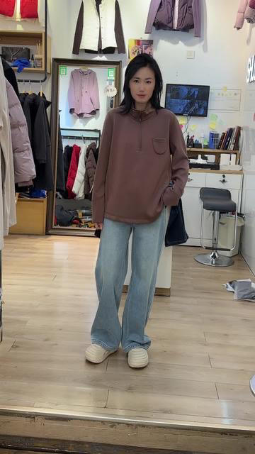 水淼2025冬新款休闲保暖半拉链内绒柔软小衫1481 商品图11