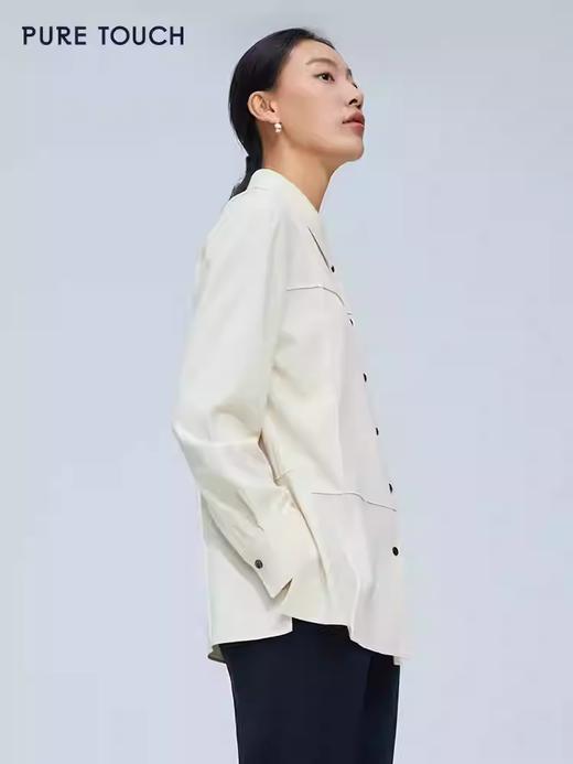 pure touch尖领廓形女士衬衫高级小众设计感宽松百搭长袖春季衬衣 商品图3