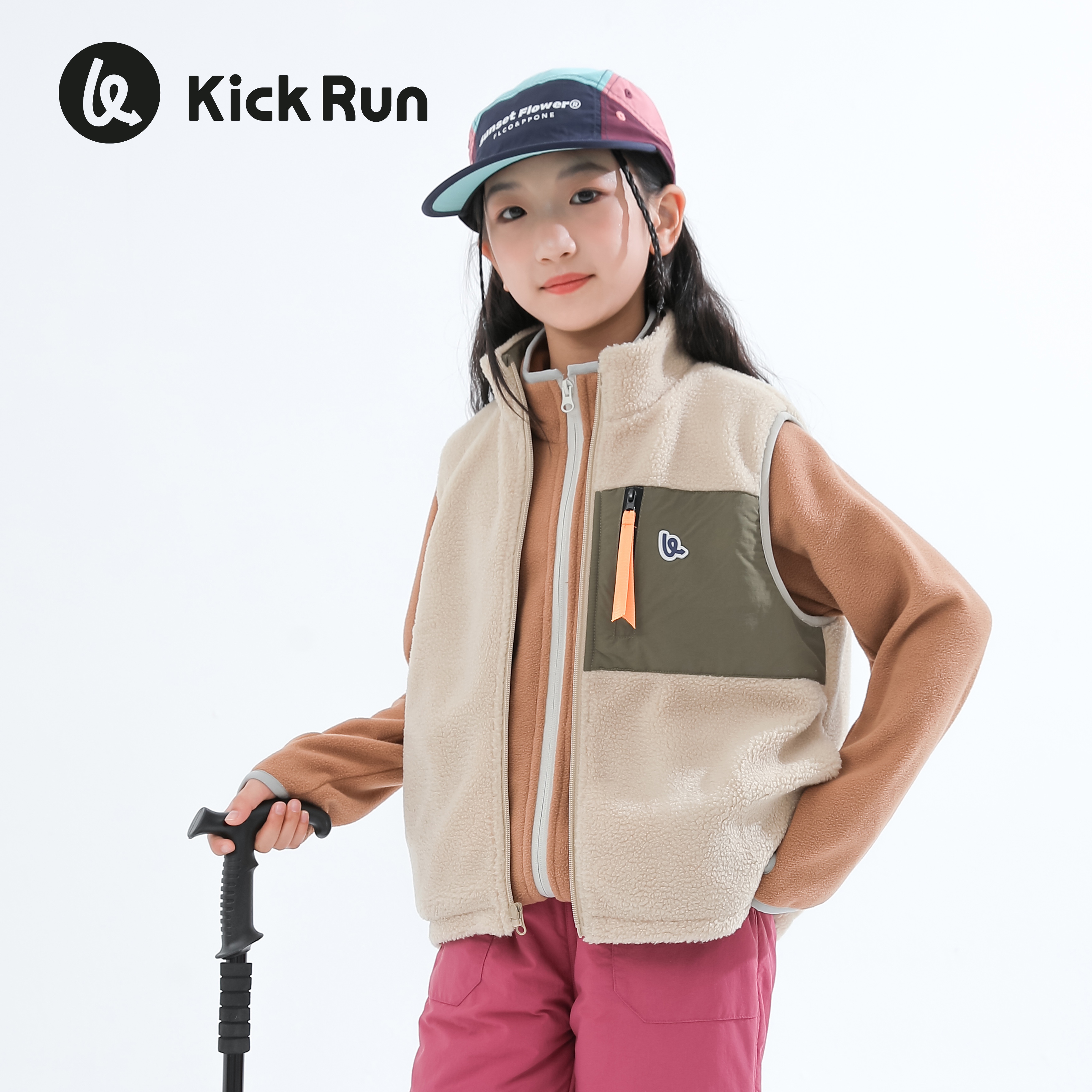 【文怡之选】kick run 雨锋圈圈绒两面马甲 双面可穿 颗粒绒 柔软亲肤 舒适保暖