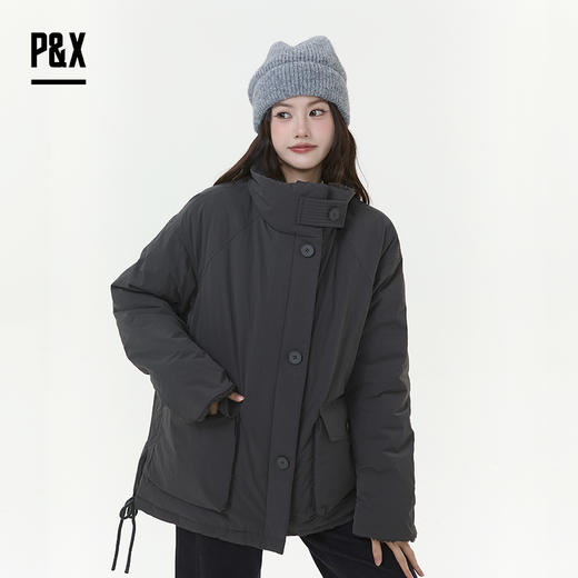 P&X设计师女装2025冬季加厚防风保暖短款羽绒服 825424026 灰色 商品图1