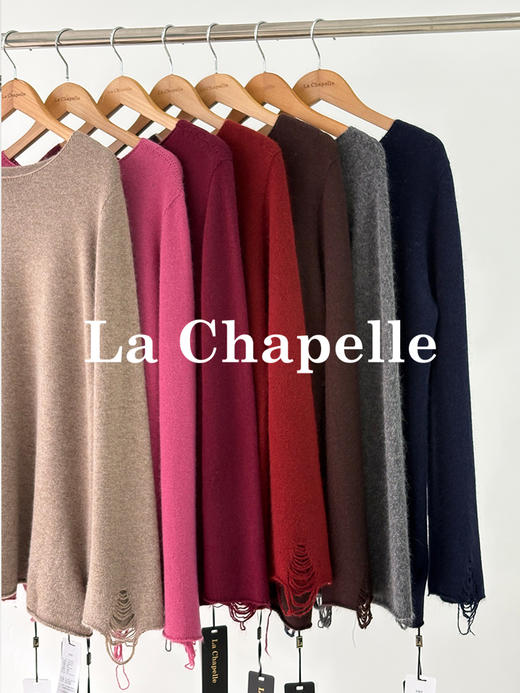 专柜实拍【镂空钩边+兔毛/绵羊毛】拉夏贝尔/La Chapelle高品质毛衣~舒适亲肤不扎！设计感时髦圆领针织毛衣 商品图3