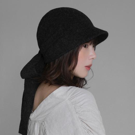 Kreuzzz 25AW 蓝色/卡其色/深灰色/米白色羊毛Lumi蝴蝶结窄檐软帽 商品图3