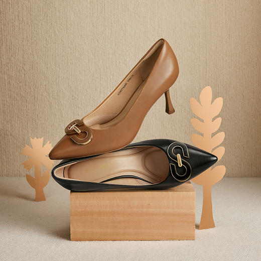 【静音系列】千百度羊皮超高跟鞋女细跟法式浅口单鞋A25457756 商品图1