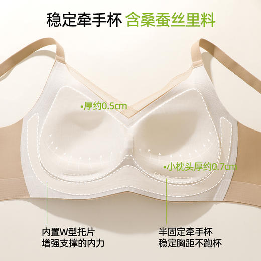 熳洁儿 舒适无痕聚拢文胸提拉侧收裸感亲肤桑蚕丝杯性感薄纱25761512 商品图6
