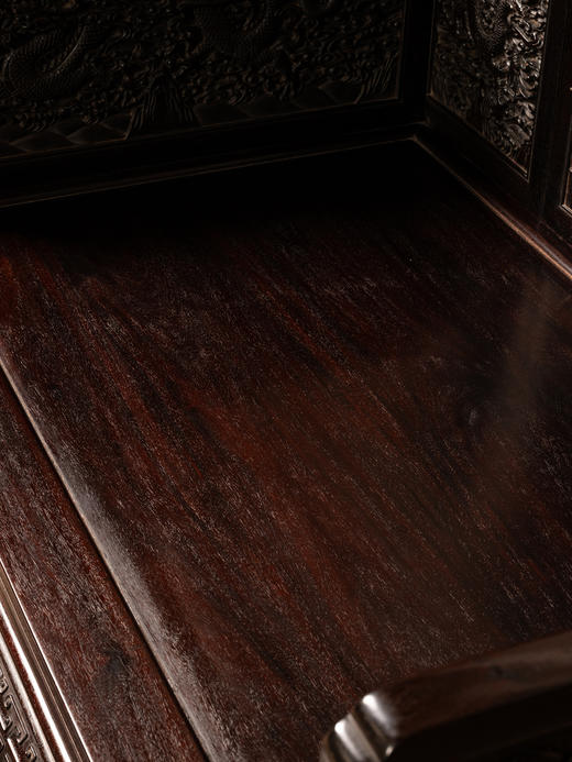 紫檀云龙纹三弯腿五屏风宝座（配脚踏） 商品图4