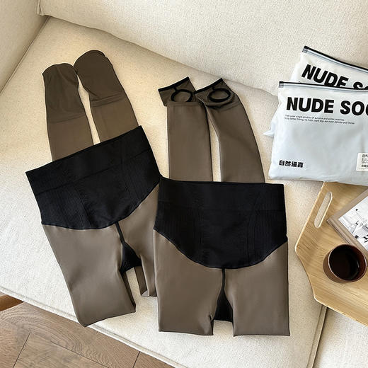 官网568！沃家光腿神器 秋冬女加绒水光透肤打底袜连袜裤提臀收腹黑丝踩脚袜 商品图2