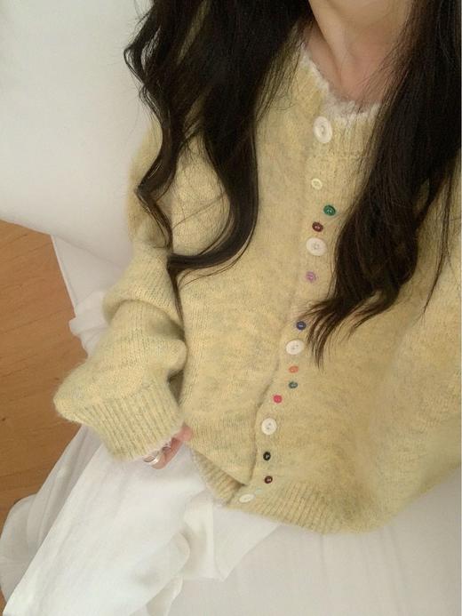 🔥谁懂啊！！😍【岚可可 韩系复古波浪纹圆领彩色纽扣开衫】 💖一到秋冬就对这种软乎乎的毛衣毫无抵抗力！ 商品图6