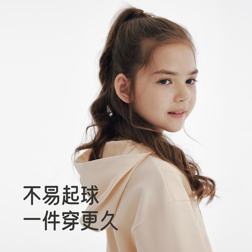英氏女童连帽卫衣2025秋季新款休闲宽松上衣中大童纯色长袖套头衫 商品图3