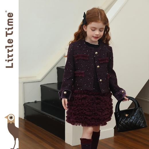 littletime女童外套2025秋冬新款儿童韩版小香风亮片百搭上衣 商品图1