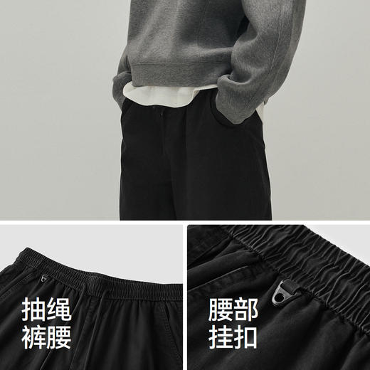 森马休闲裤男纯棉宽松锥形裤做旧2025秋季新款松紧腰长裤基础百搭 商品图3