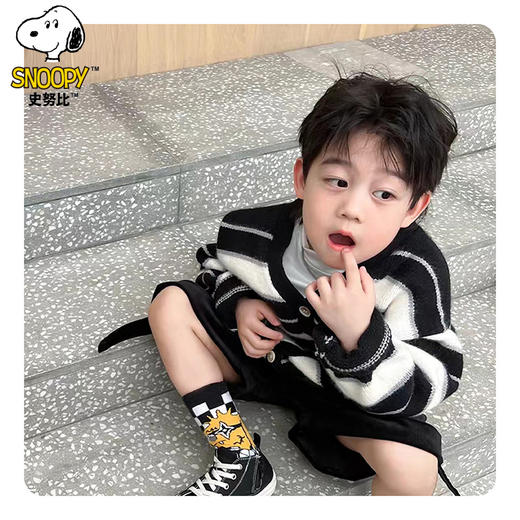 {史努比}儿童新款毛衣外套开杉条纹亲子装校服神奇内搭可外穿90-170 商品图5