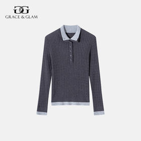 【5天左右发货】Grace&Glam MIU系风羊毛复古绞花假两件针织衫