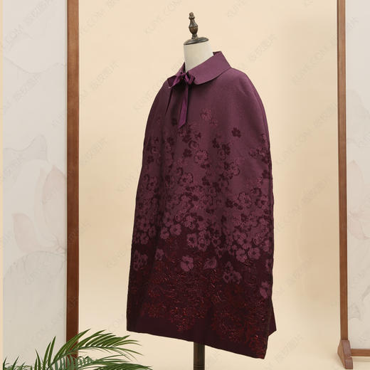 高品质寿服女棉披风“花紫玲珑”百年非遗工艺寿衣 商品图1