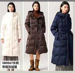580067时尚气质修身长款带帽羽绒服 商品图0