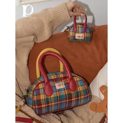 4楼Eubelle欧蓓 puui原创设计复古斜挎包格纹手提包 便携耳机子母包 活动价：158-268元 商品图2