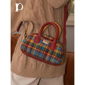 4楼Eubelle欧蓓 puui原创设计复古斜挎包格纹手提包 便携耳机子母包 活动价：158-268元