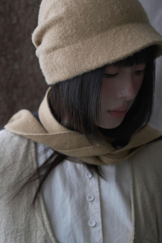 Kreuzzz 25AW 蓝色/卡其色/深灰色/米白色羊毛Lumi蝴蝶结窄檐软帽 商品图9