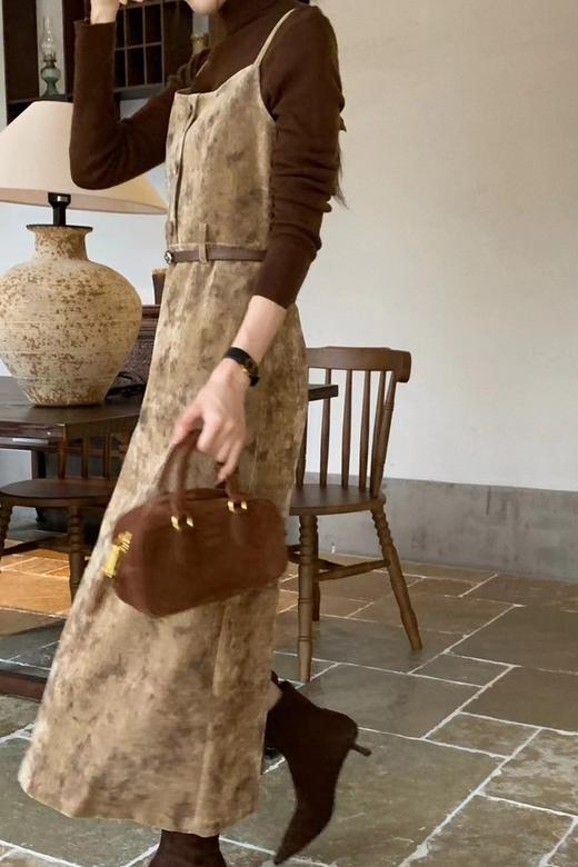 amadella 高级感收腰气质印花丝绒吊带连衣裙 21502 商品图7