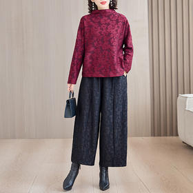 AHM myx9082新中式提花套装气质优雅厚款两件套妈妈装