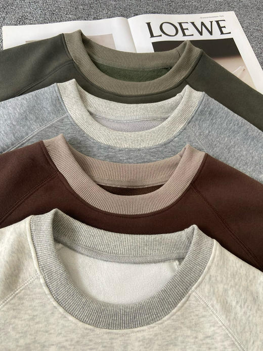 【秒杀价已调 直接拍】45R 日系 全棉撞色 男女同款 宽松插肩袖 前后小猪 猫肚肚感 薄绒 休闲印花 圆领卫衣 商品图13