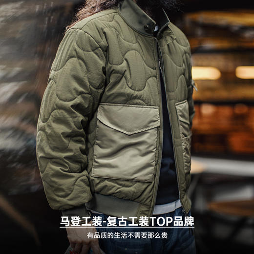 马登工装美式复古M51军绿色夹克大口袋短款立领保暖棉服外套男冬 商品图4