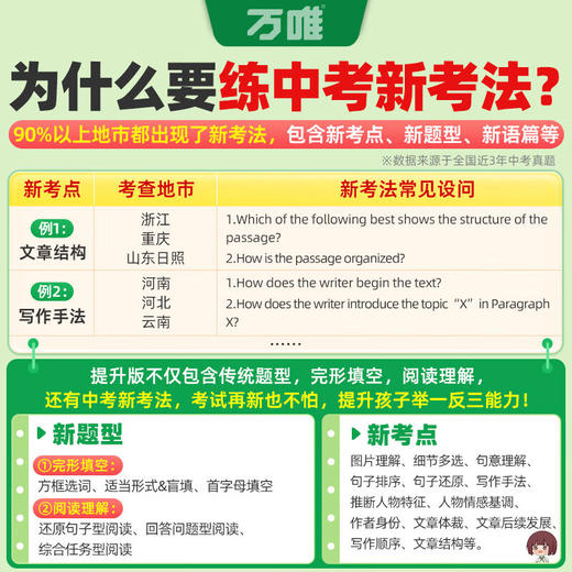 2025万唯初中中考英语完形填空与阅读理解七年级八年级九年级 万维完型阅读练习册万唯中考 商品图3