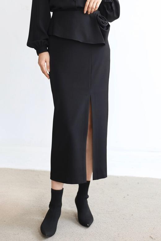 ESTELLICA 高开叉显瘦直筒优雅过膝半裙 21509 商品图0