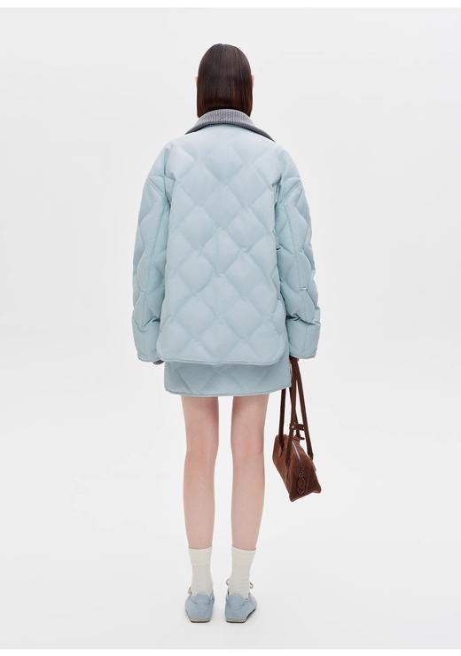 SEL*同款冰川蓝 90白鸭绒假两件拼接毛织高领羽绒服 商品图4