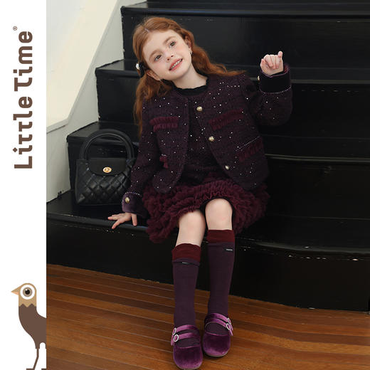 littletime女童外套2025秋冬新款儿童韩版小香风亮片百搭上衣 商品图4
