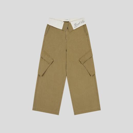 GOODBAI 斜体logo印花撞色翻腰中低腰直筒工装休闲长裤 商品图2