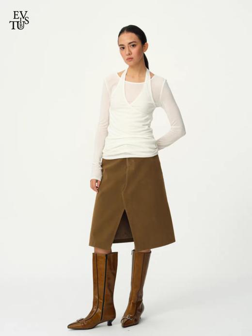 Evistub女装/E-5DBQ1261/植绒麂皮复古铆钉半身裙 商品图0